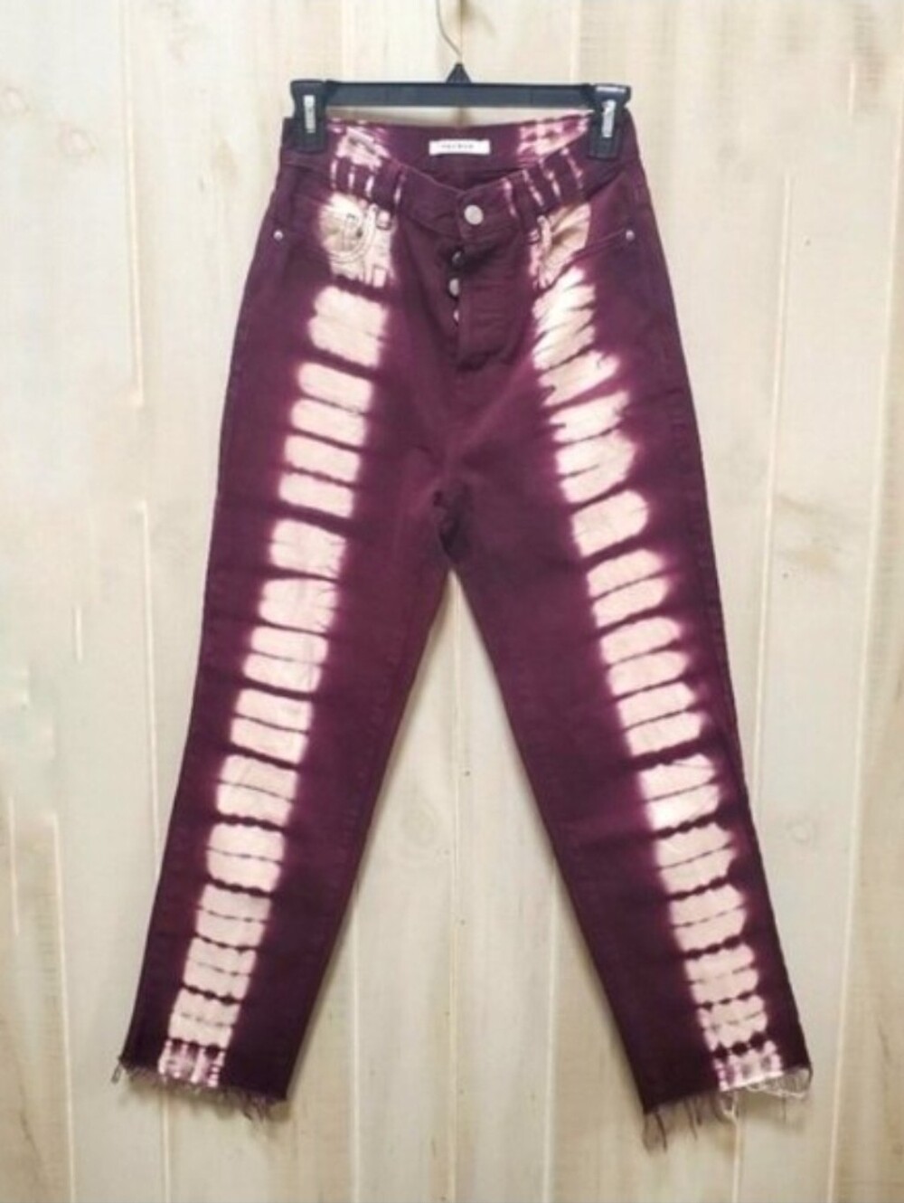 Pac Sun Jeans Eco Raspberry Tie Dye Raw Hem Straight Like NEW 5 button